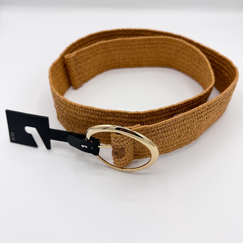 Express Tan Braided Belt with Gold Buckle